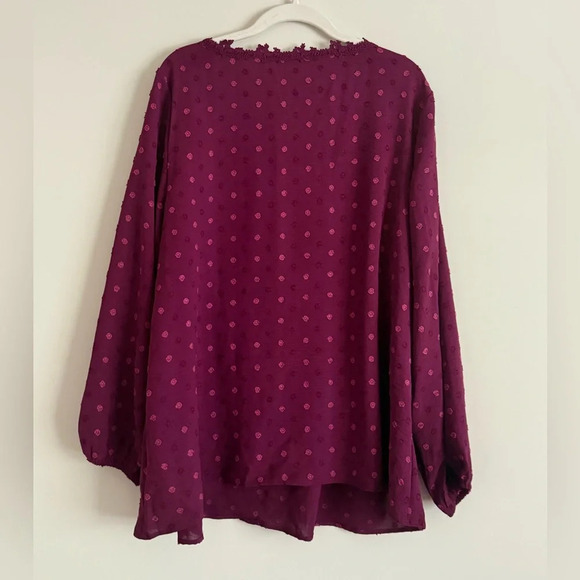 Bloomchic Peasant Blouse - Fuchsia Dot Design Size 14/16 - Picture 3 of 12